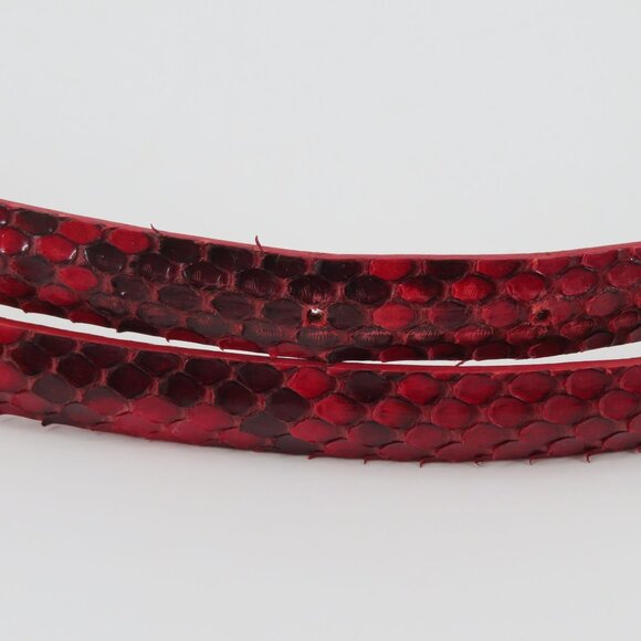 Claudio Orciani Women 80cm Red Genuine Snake Skin Rhinestone Buckle Skinny Belt - Picture 6 of 12